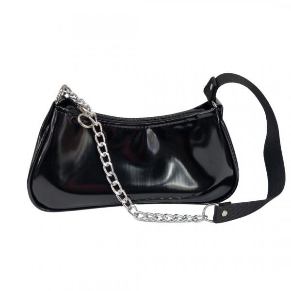 Bolsa Baguete Rocker - Preta com Corrente 